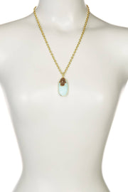 Amazonite With Hamsa Cabochon Pendant Necklace - GF