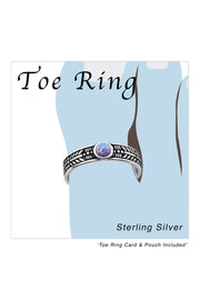 Sterling Silver Round Adjustable Toe Ring & Turquoise - SS
