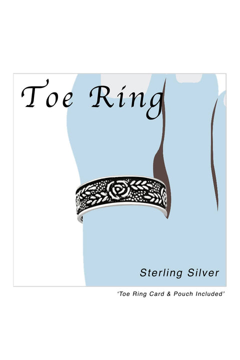 Sterling Silver Rose Adjustable Toe Ring - SS