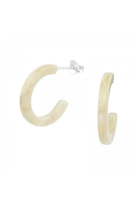 Sterling Silver Half Hoop Ear Studs With Acrylic - SS