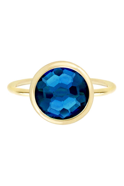 London Blue Crystal Round Ring - GF