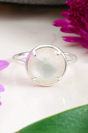 Mother Of Pearl Quartz Round Ring - SF