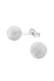 Sterling Silver Ball 6mm Ear Studs With Diamond Dust - SS