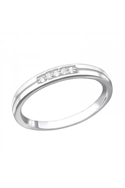 Sterling Silver Band Ring With CZ - SS