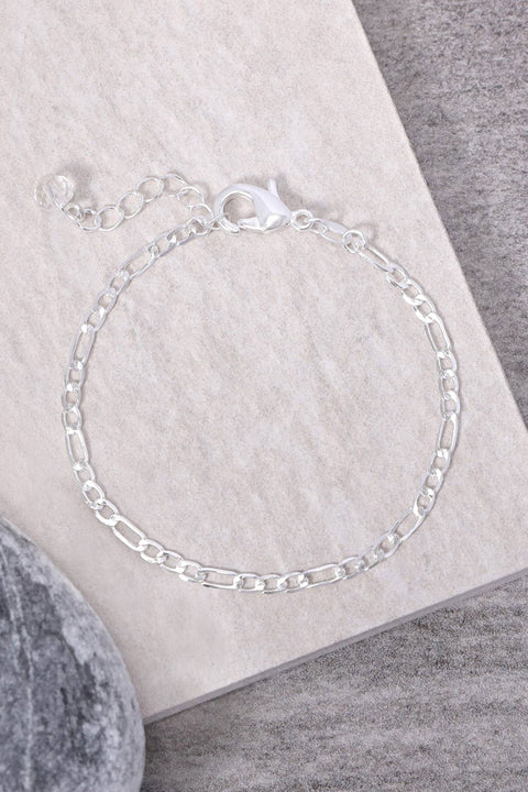 Silver Plated 3mm Figaro Chain Bracelet - SP