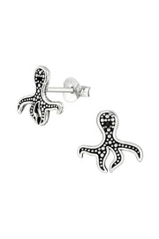 Sterling Silver Octopus Ear Studs - SS