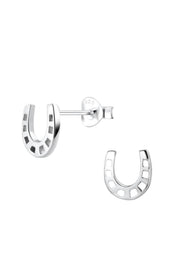 Sterling Silver Horseshoe Stud Earrings - SS