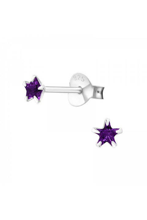 Sterling Silver Star 3mm Ear Studs With Cubic Zirconia - SS