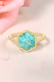 Amazonite Hexagon Ring - GF