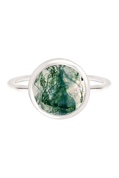 Moss Agate Round Ring - SF