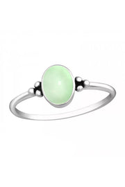 Sterling Silver & Green Aventurine Oval Cabochon Ring - SS