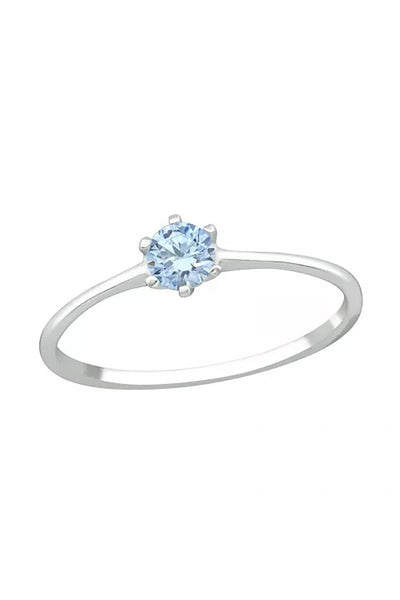 Sterling Silver Solitaire Ring with CZ - SS