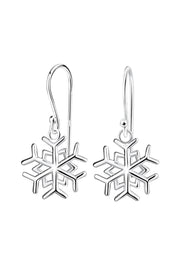 Sterling Silver Snowflake Drop Earrings - SS