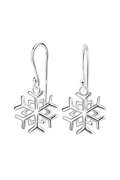 Sterling Silver Snowflake Drop Earrings - SS