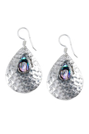 Abalone Hammered Drop Earrings - SF