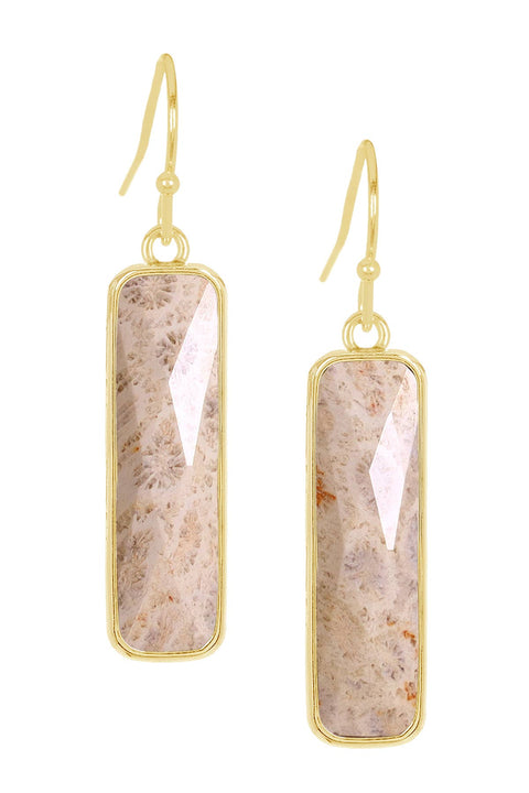 Lily Fossil Rectangle Drop Earrings - GF