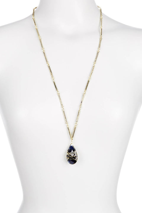 London Blue Crystal Pendant Necklace - GF