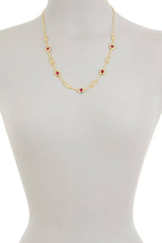 Raspberry & Moonstone Crystal Station Necklace - GF