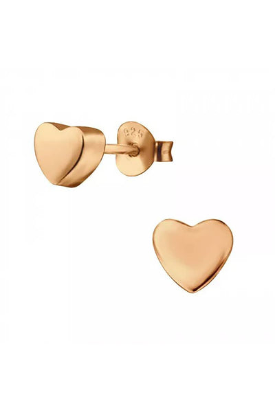 Sterling Silver 3D Heart Ear Studs - RG