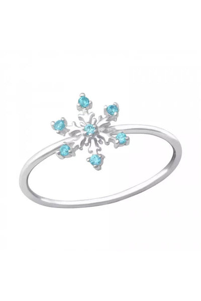 Sterling Silver Snowflake Ring With CZ - SS
