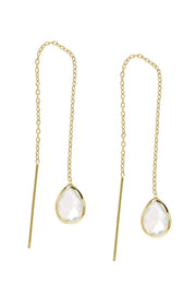 Moonstone Crystal Threader Drop Earrings - GF