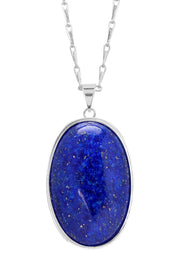 Lapis Cabochon Pendant Necklace - SF