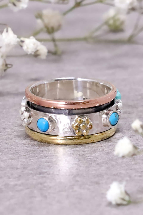 Turquoise & Sterling Silver Spinner Ring - SS