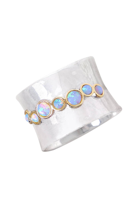 Sterling Silver & Opal Band Ring - SF