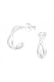 Sterling Silver Half Hoop Ear Studs - SS