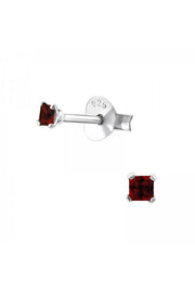 Sterling Silver Square 2mm Ear Studs With CZ - SS