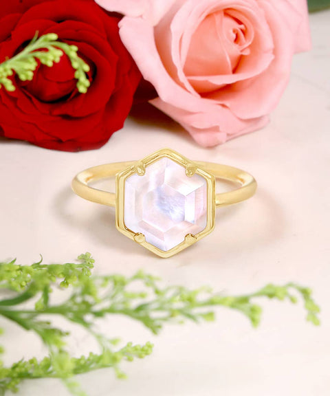 Mother Of Pearl Hexagon Ring - GF