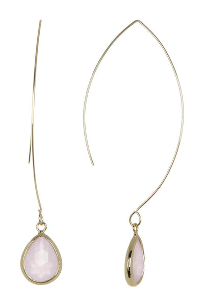 Rose Crystal Threader Hoop Earrings - GF