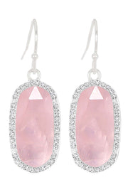 Rose Quartz Halo Drop Earrings - SF