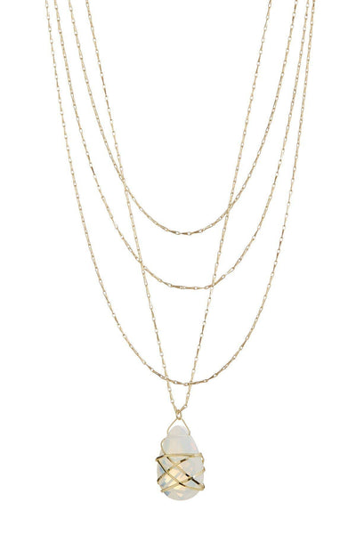 Moonstone Crystal With Multi Strand Drape Necklace - GF