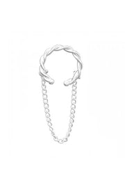 Sterling Silver Twisted Ear Cuff and Hanging Chain - SS