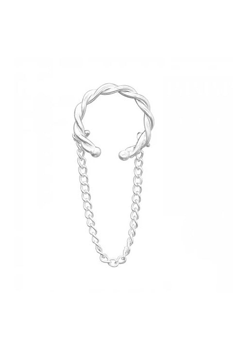 Sterling Silver Twisted Ear Cuff and Hanging Chain - SS