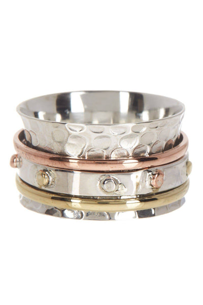 Hammered Tri Tone Spinner Ring - SF