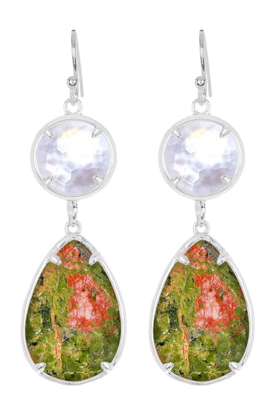 Unakite With Pearl Drop Earrings - SF