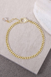 14k Gold Plated 3mm Curb Chain Bracelet - GP