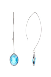 Swiss Blue Crystal Endless Hoop Earrings - SF