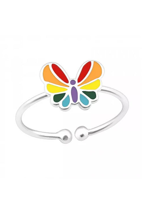 Sterling Silver Butterfly Adjustable Ring - SS