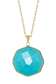 Amazonite Crystal Fancy Cut Octagon Pendant Necklace - GF