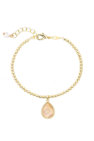 Lily Fossil Beaded Charm Bracelet - GF