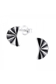 Sterling Silver Folding Fan Ear Studs - SS