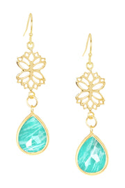 Amazonite & Lotus Drop Earrings - GF