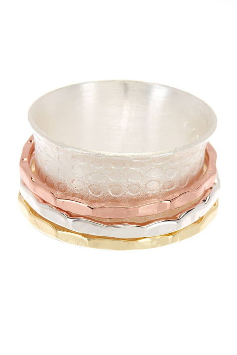 Tri-Tone Handmade Spinner Ring - SF
