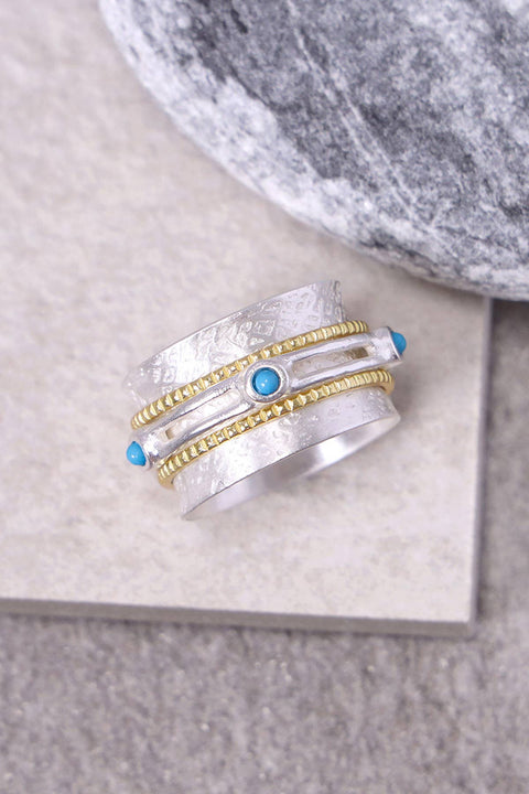 Stabilized Turquoise Two-Tone Spinner Ring - SF
