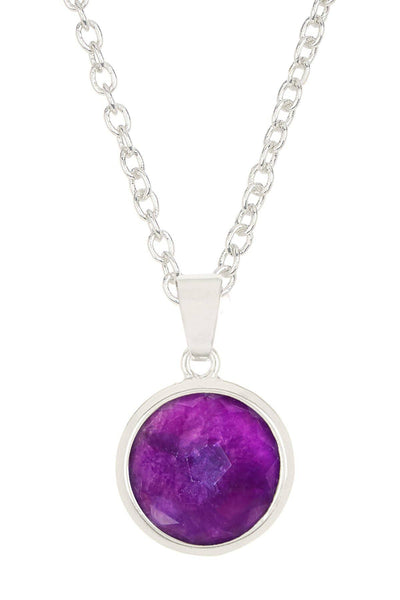 Amethyst Round Pendant Necklace - SF