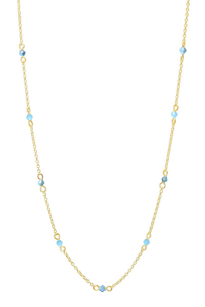 Blue Austrian Crystal Station Necklace - GF