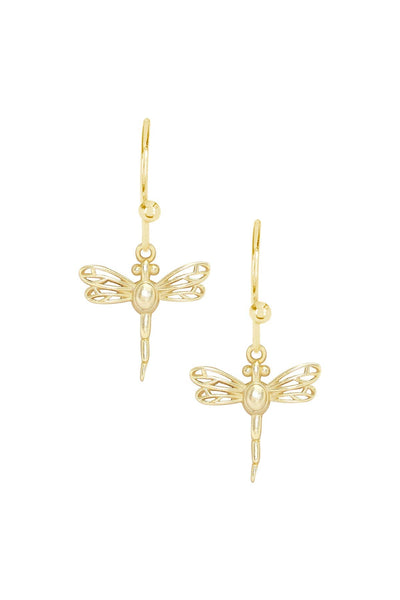 14k Gold Plated Dragonfly Drop Earrings - GF